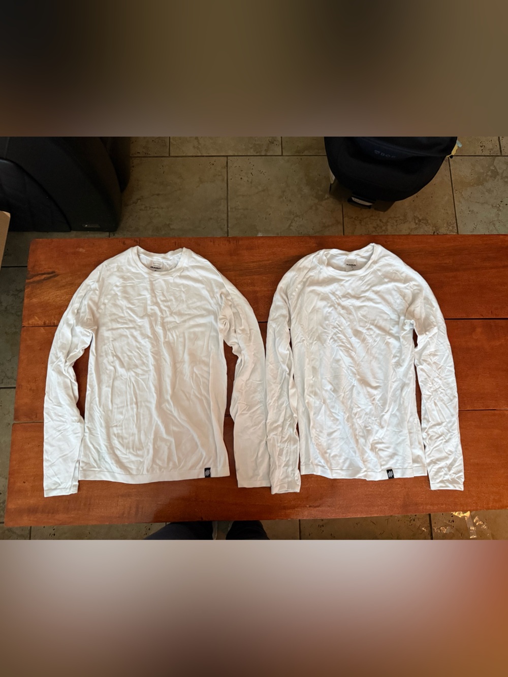 2 Jaanuu White Crewneck Long Sleeve top shirt underscrub react outlast